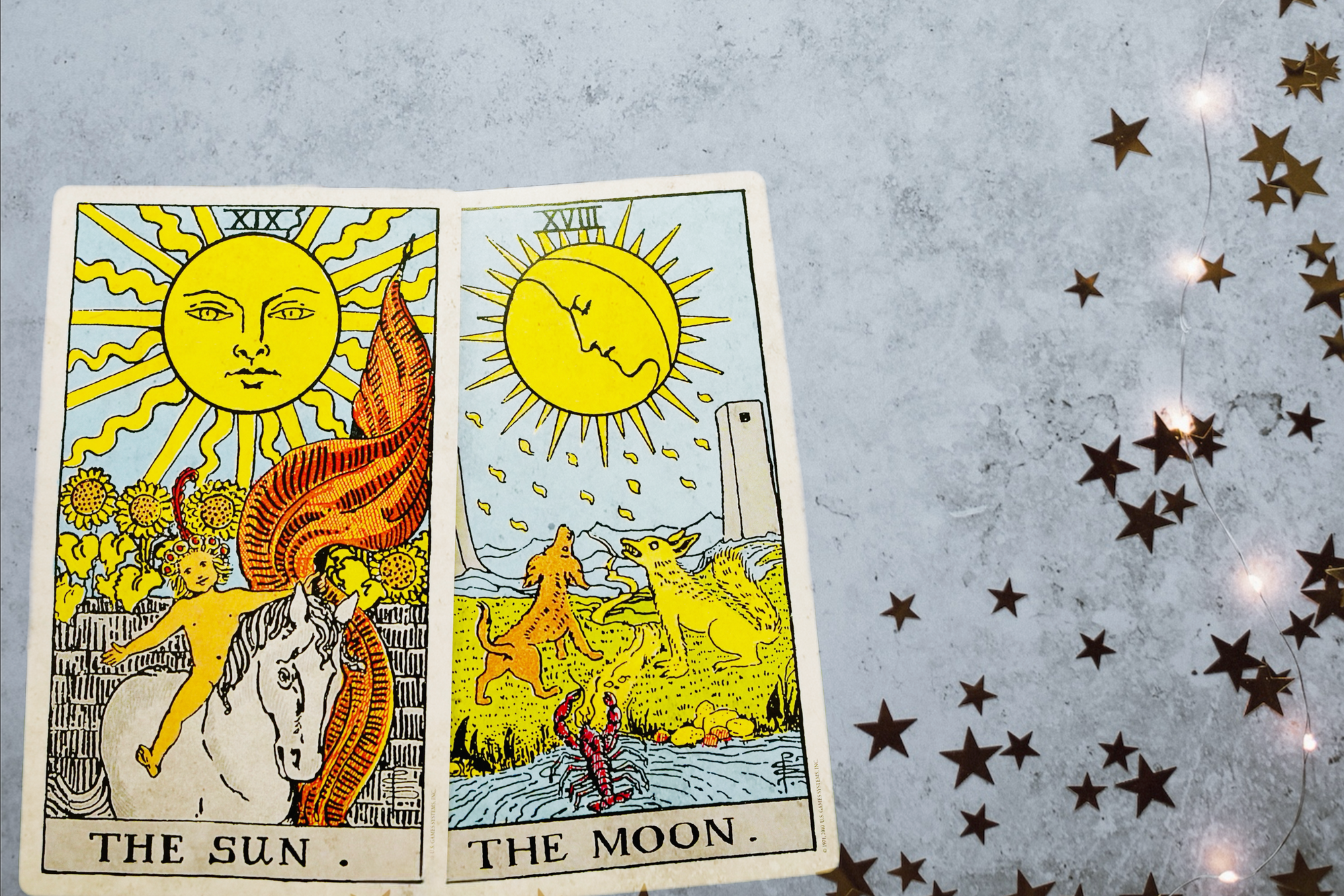Walter Mercado Luna and sol tarot cards