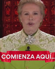 A Digital avatar inspired by Walter Mercado wearing a, cosmic-themed green cape with flowers and silver embellishments, radiating mystical energy and empowerment