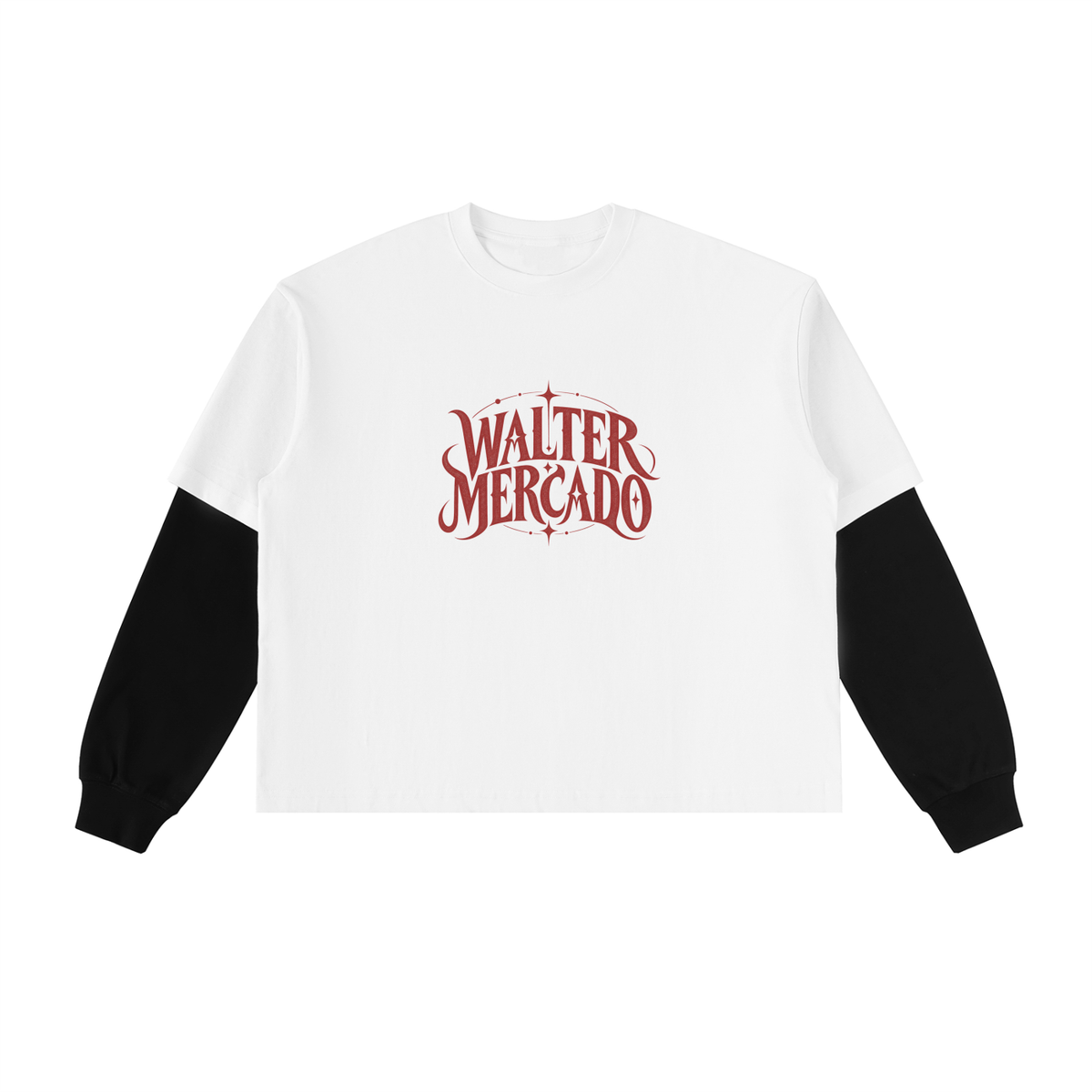 Layered Contrast Sleeve Cotton T-Shirt