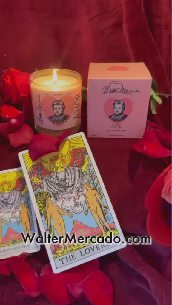 Walter Mercado Amor candle, crafted to inspire self-love, passion, and soulful connection—infused with enchanting scents and blessed for attracting divine love.